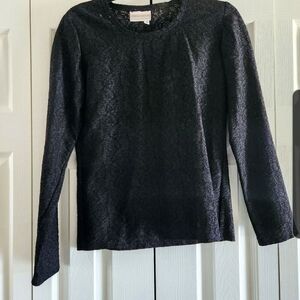 Coldwater Creek Y2K Black Long Sleeve Stretchy Lace Top Size Small
